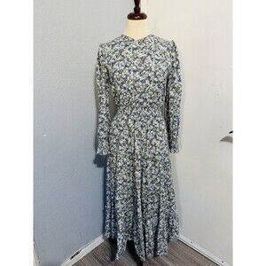EPIK Floral Cottagecore Maxi‎ Boho Tiered Zippered Retro Dress Size M High Neck